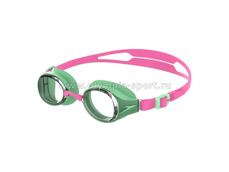 Очки для плавания SPEEDO Hydropure Jr, прозрачные линзы, зеленый упл., розовый рем.