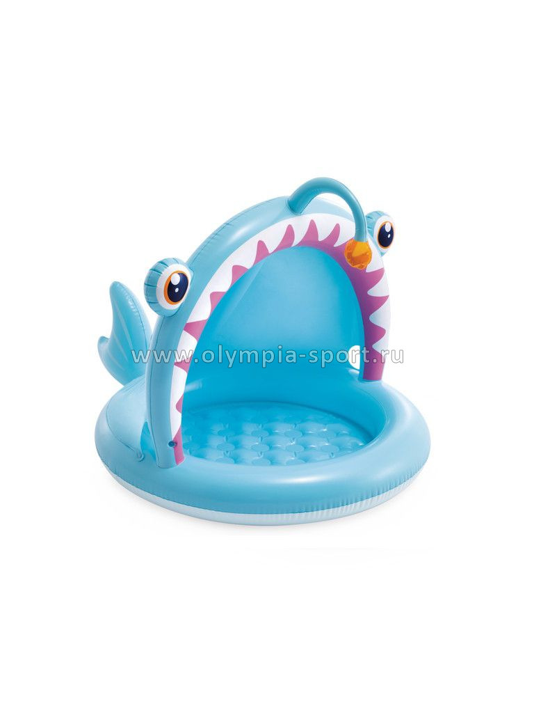 Бассейн Intex 58419 Рыбалка 127х102х86см с надувным дном и навесом, 1-3 лет
