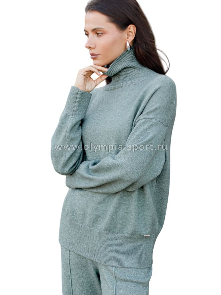 Свитер женский Vilatte D34.206 светло-оливковый меланж