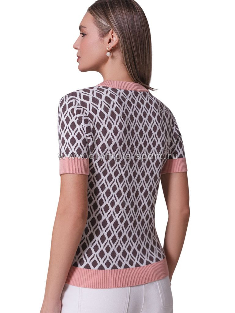 Джемпер женский Vilatte D39.402 кофейный-белый