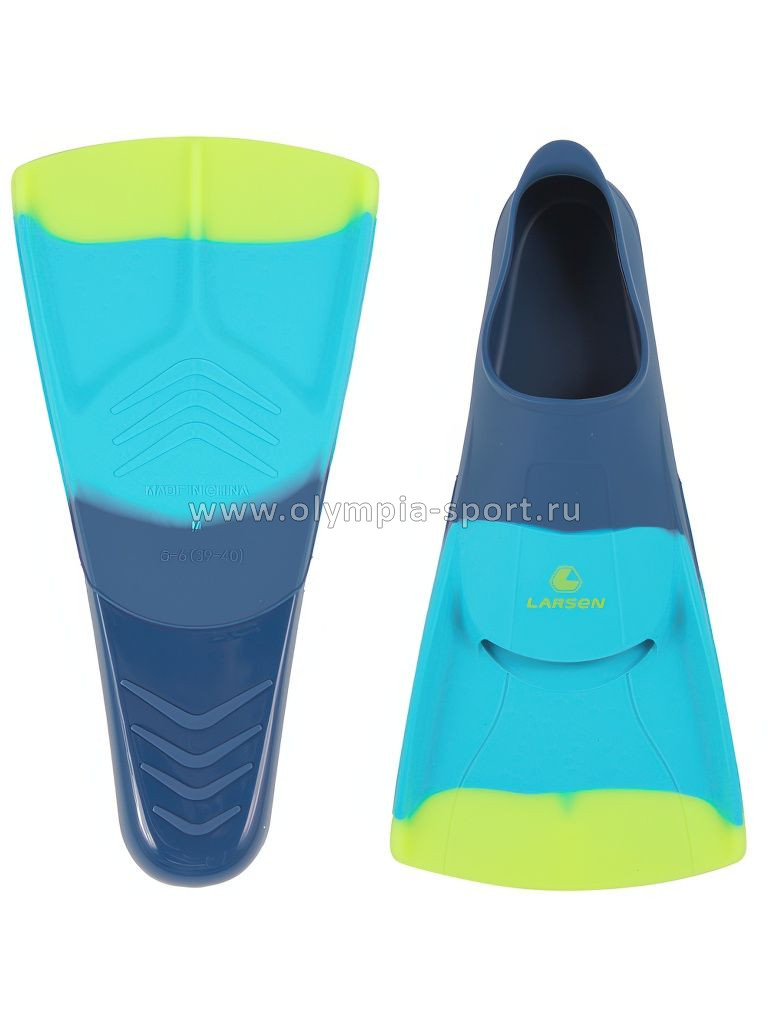 Ласты укороченные силиконовые Larsen 6985 синий/голубой/салатовый